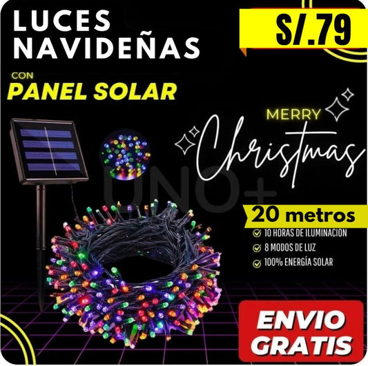 LUCES NAVIDEÑAS CON PANEL SOLAR   - 20 METROS