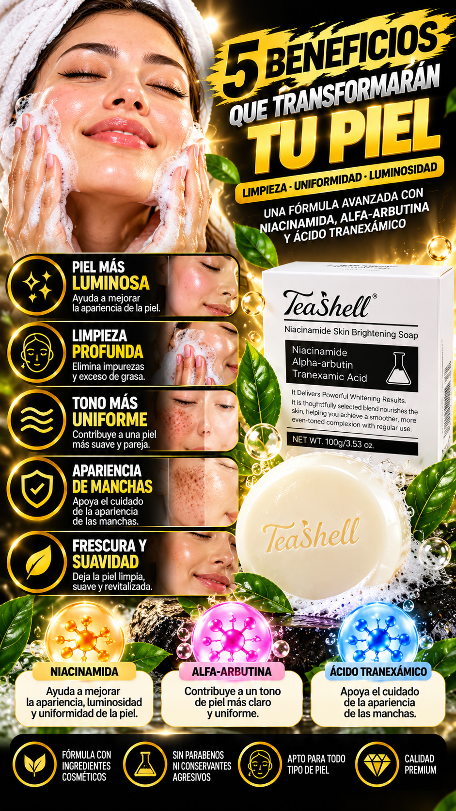 Jabón cosmético Tea shell - Limpieza profunda