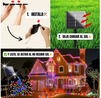 LUCES NAVIDEÑAS CON PANEL SOLAR   - 20 METROS